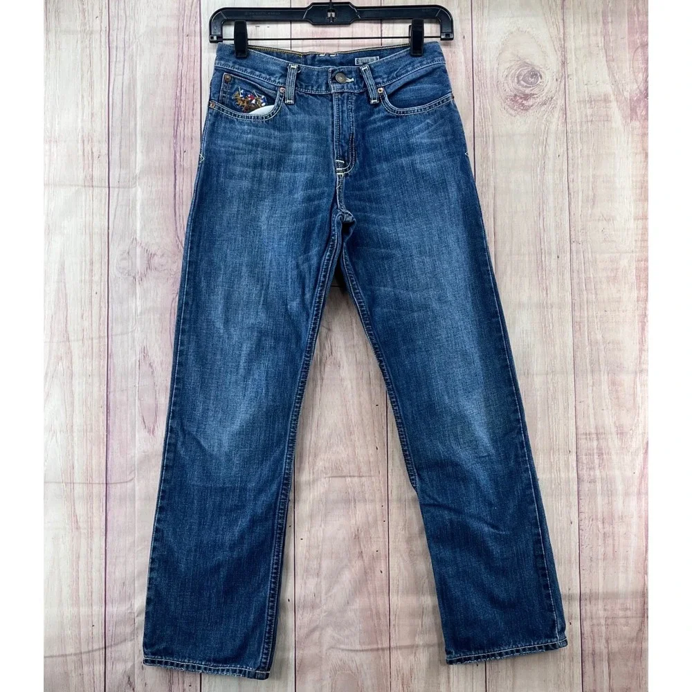 Polo Ralph Lauren Kids Jeans Blue Embroidered Pocket Size 12 - Picture 2 of 7